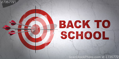 Image of Education concept: target and Back to School on wall background