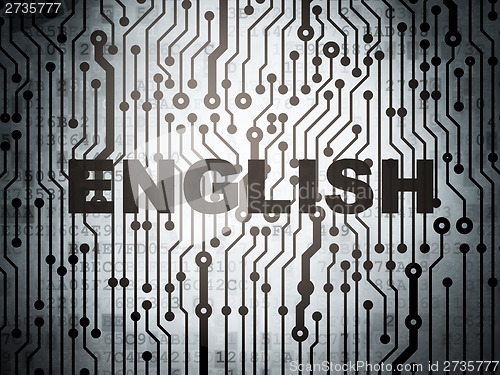 Image of Education concept: circuit board with English