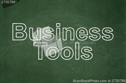 Image of Finance concept: Business Tools on chalkboard background