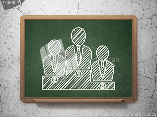 Image of News concept: Business Team on chalkboard background