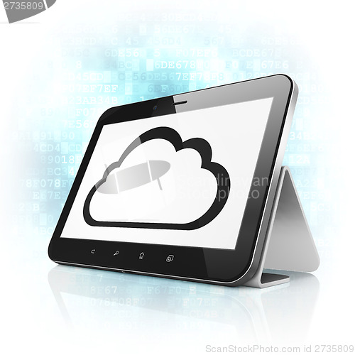 Image of Cloud computing concept: Cloud on tablet pc computer
