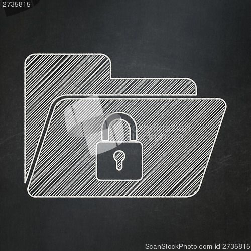Image of Business concept: Folder With Lock on chalkboard background