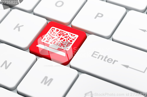 Image of Education concept: Computer Pc on computer keyboard background