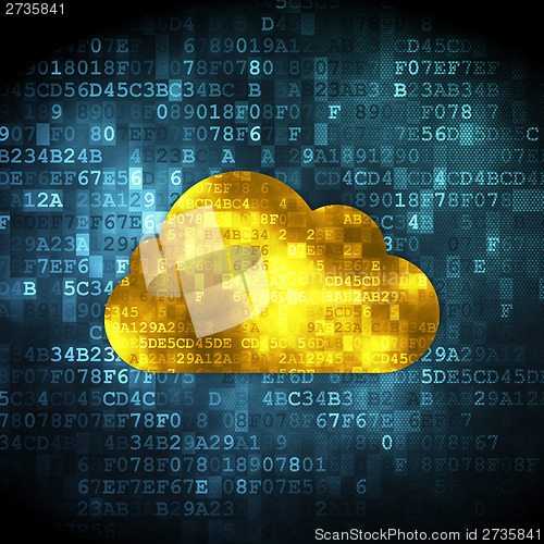 Image of Cloud networking concept: Cloud on digital background