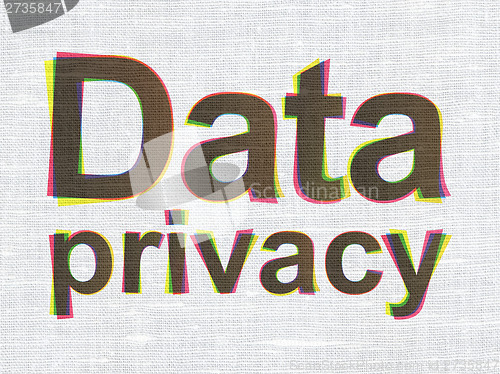 Image of Safety concept: Data Privacy on fabric texture background