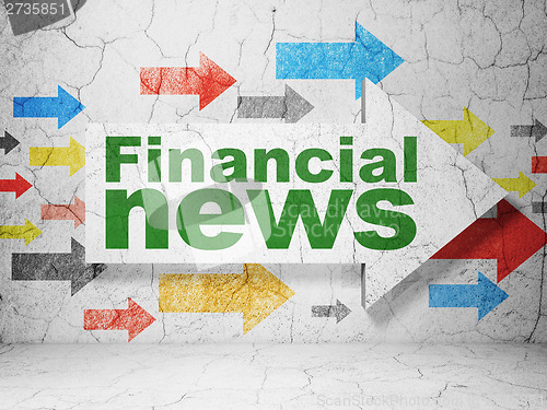 Image of Arrow with Financial News on grunge wall