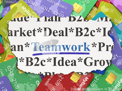 Image of Finance concept: Teamwork on Credit Card background