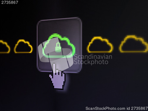 Image of Cloud computing concept: Cloud With Padlock on digital screen