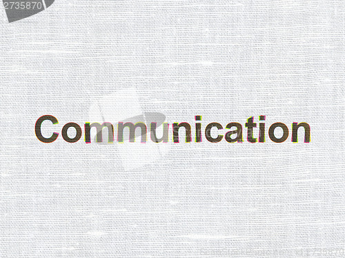 Image of Advertising concept: Communication on fabric texture background