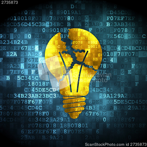 Image of Finance concept: Light Bulb on digital background