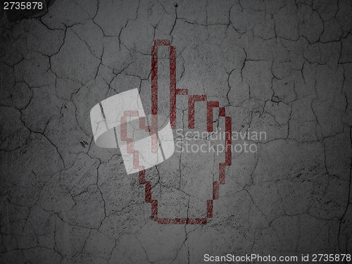 Image of Advertising concept: Mouse Cursor on grunge wall background