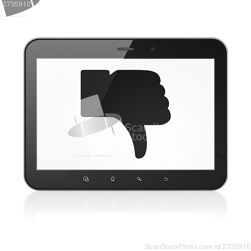 Image of Social network concept: Unlike on tablet pc computer