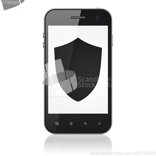 Image of Privacy concept: Shield on smartphone