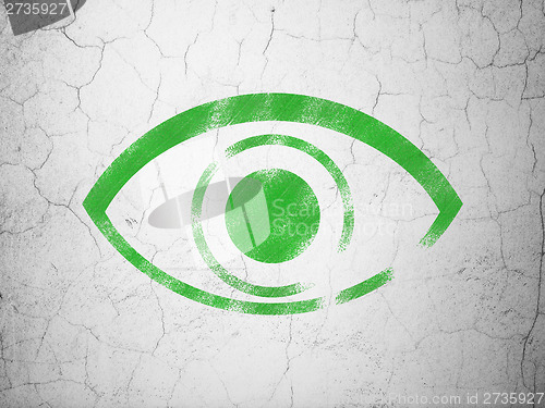 Image of Protection concept: Eye on wall background