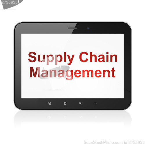 Image of Advertising concept: Supply Chain Management on tablet pc