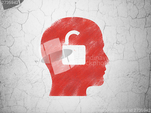 Image of Finance concept: Head With Padlock on wall background