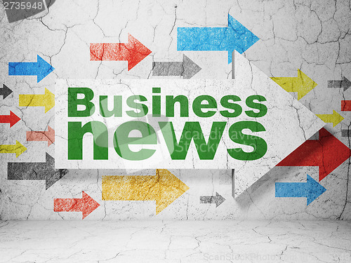 Image of News concept: arrow with Business News on grunge wall background