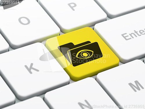 Image of Business concept: Folder With Eye on keyboard background
