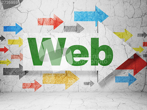 Image of Web development concept: arrow with Web on grunge wall