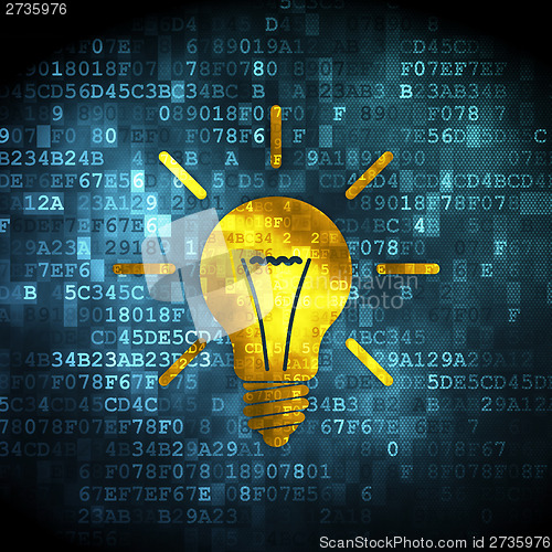 Image of Business concept: Light Bulb on digital background