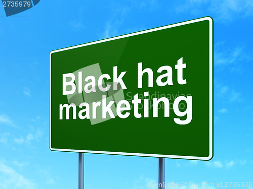 Image of Business concept: Black Hat Marketing on road sign background