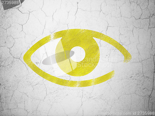 Image of Privacy concept: Eye on wall background