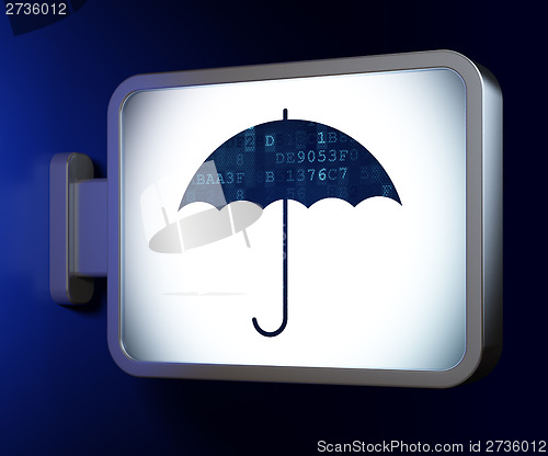 Image of Safety concept: Umbrella on billboard background