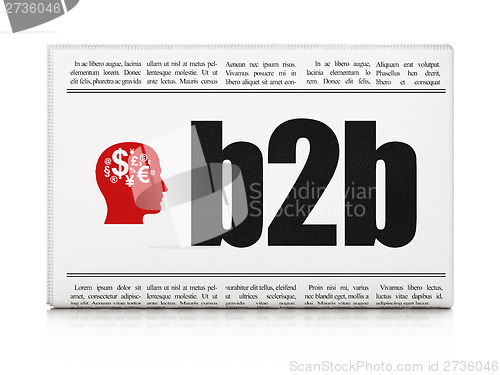 Image of Finance concept: newspaper with B2b and Head With Finance Symbol