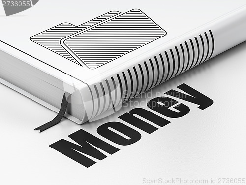 Image of Finance concept: book Folder, Money on white background