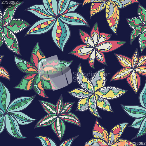 Image of hand-drawn floral texture, ethnic flowers.