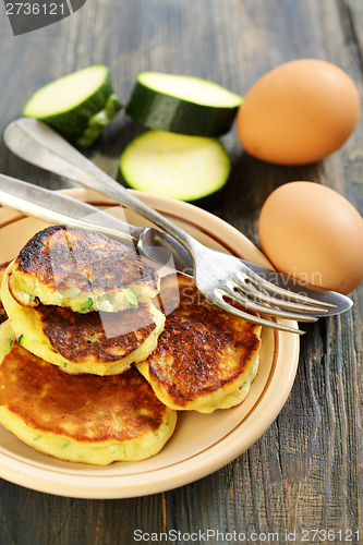 Image of Zucchini fritters - a healthy and tasty breakfast.