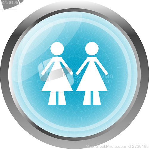 Image of two woman glossy web icon on white background