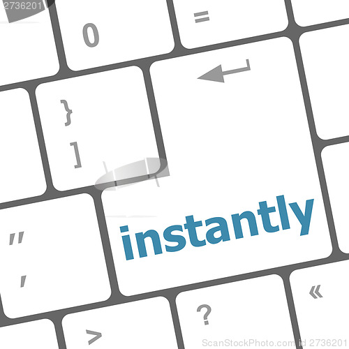 Image of instantly word on computer pc keyboard key