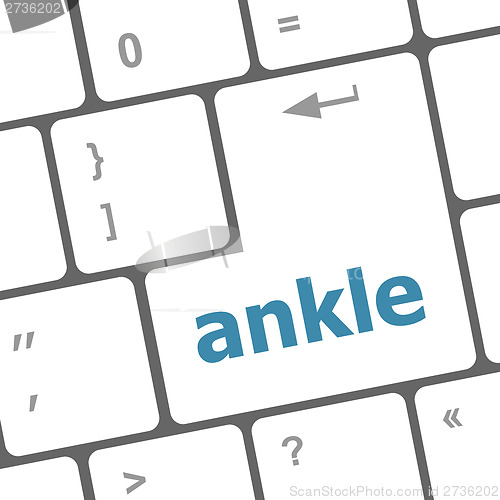Image of Keyboard with white enter button, ankle word on it