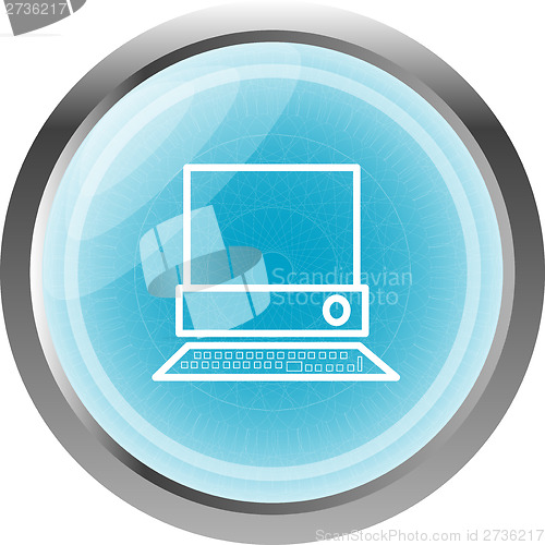 Image of pc computer on web button (icon) isolated on white