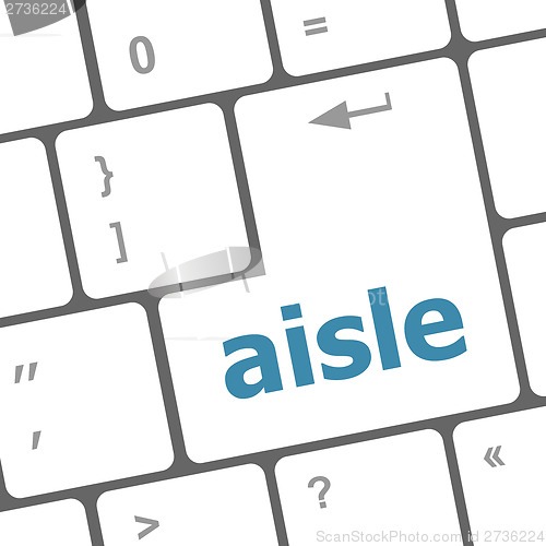 Image of aisle words concept with key on keyboard