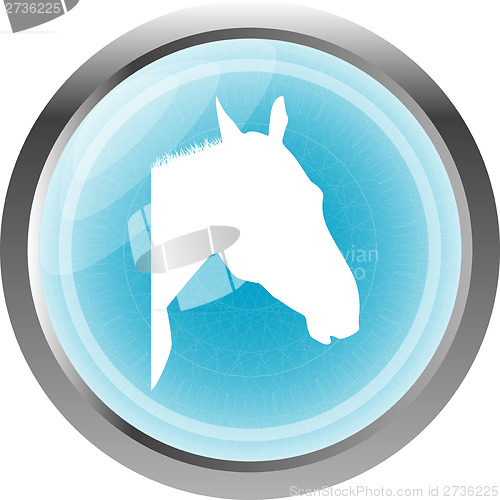 Image of horse sign button, web icon isolated on white