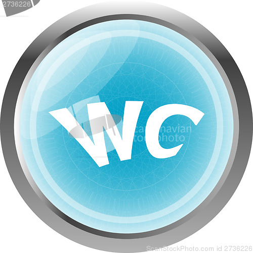 Image of wc icon, web button isolated on white