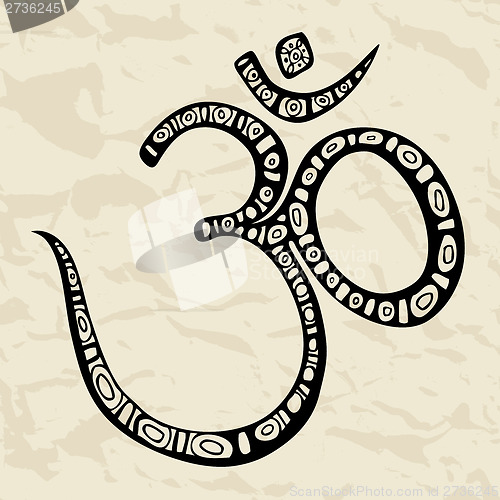 Image of Ohm. Om Aum Symbol.  Hand drawn illustration.