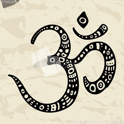 Image of Ohm. Om Aum Symbol.  Hand drawn illustration.