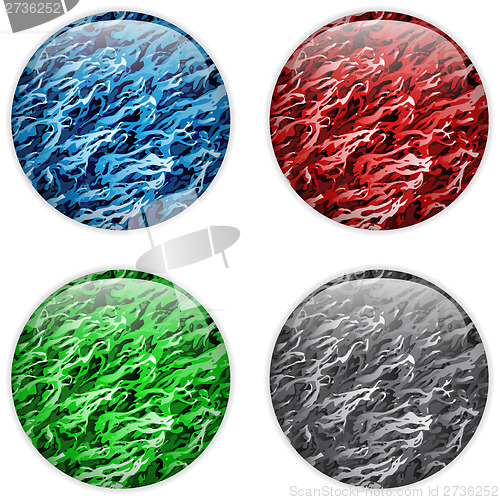 Image of Glass Circle Button Colorful Neon Waves