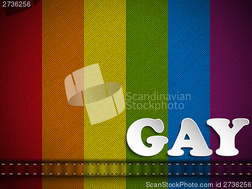 Image of Gay Flag Button on Jeans Fabric Texture