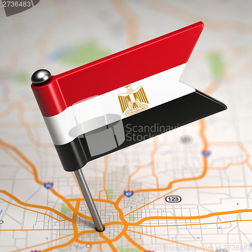 Image of Egypt Small Flag on a Map Background.