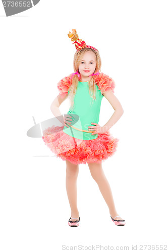 Image of Beautiful girl posing in candy suit