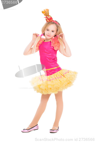 Image of Beautiful little girl posing in candy suit