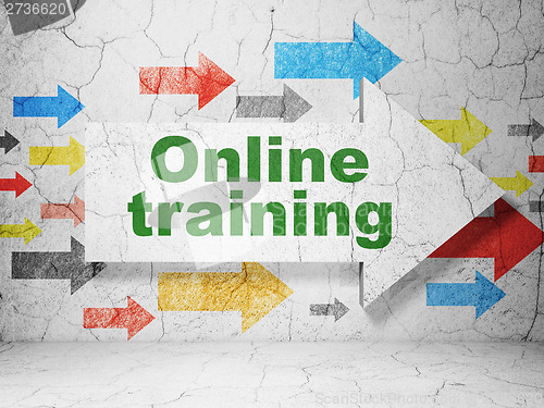 Image of Education concept: arrow whis Online Training on grunge wall