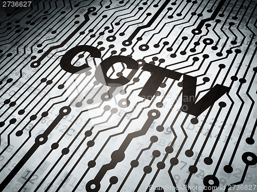 Image of Privacy concept: circuit board with CCTV