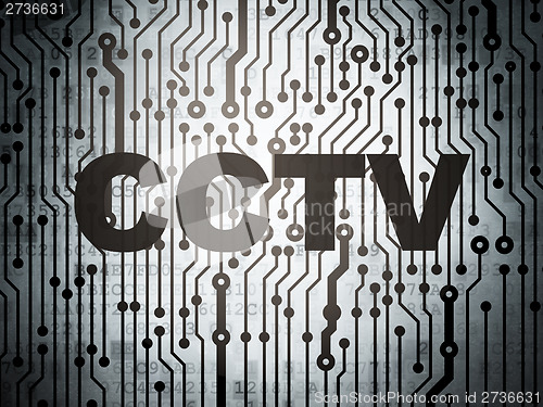 Image of Security concept: circuit board with CCTV