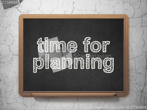Image of Timeline concept: Time for Planning on chalkboard background