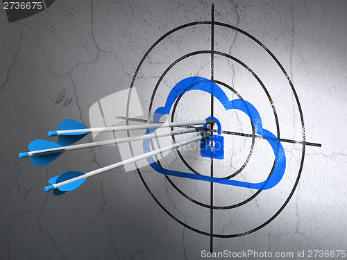 Image of technology concept: arrows in Cloud With Padlock target